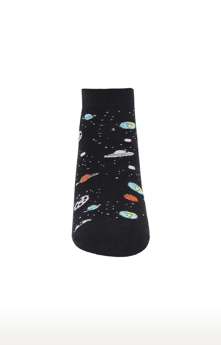 Soxytoes | Spaceman Black Cotton Ankle Length Unisex Casual Socks 4