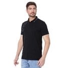 Black Print Detail Slim Fit Pique Polo