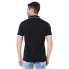 Black Print Detail Slim Fit Pique Polo