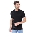 Black Print Detail Slim Fit Pique Polo