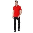 Red Print Detail Slim Fit Pique Polo