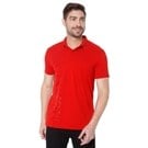 Red Print Detail Slim Fit Pique Polo