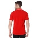 Red Print Detail Slim Fit Pique Polo