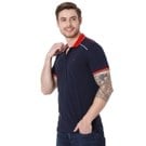 Navy Embroidered Detail Slim Fit Pique Polo