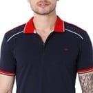 Navy Embroidered Detail Slim Fit Pique Polo