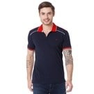 Navy Embroidered Detail Slim Fit Pique Polo