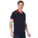 Navy Embroidered Detail Slim Fit Pique Polo