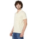 Pastel Yellow Floral Print Slim Fit Pique Polo