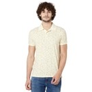Pastel Yellow Floral Print Slim Fit Pique Polo