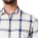 Off White & Navy Windowpane Check Slim Fit Casual Shirt