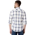 Off White & Navy Windowpane Check Slim Fit Casual Shirt