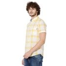 White & Light Yellow Windowpane Check Lightweight Slim Fit Casual Shirt