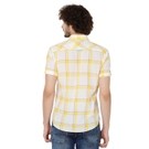 White & Light Yellow Windowpane Check Lightweight Slim Fit Casual Shirt