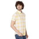 White & Light Yellow Windowpane Check Lightweight Slim Fit Casual Shirt