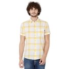 White & Light Yellow Windowpane Check Lightweight Slim Fit Casual Shirt