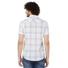 White & Light Blue Windowpane Check Lightweight Slim Fit Casual Shirt