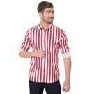Red & White Bengal Stripe Peached Slim Fit Casual Shirt