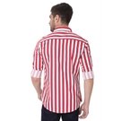 Red & White Bengal Stripe Peached Slim Fit Casual Shirt