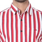 Red & White Bengal Stripe Peached Slim Fit Casual Shirt