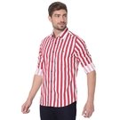 Red & White Bengal Stripe Peached Slim Fit Casual Shirt