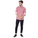 Red & White Bengal Stripe Peached Slim Fit Casual Shirt