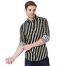 Navy & Yellow Bengal Stripe Peached Slim Fit Casual Shirt