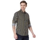 Navy & Yellow Bengal Stripe Peached Slim Fit Casual Shirt