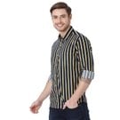 Navy & Yellow Bengal Stripe Peached Slim Fit Casual Shirt