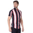 Navy & Red Awning Stripe Lightweight Slim Fit Casual Shirt
