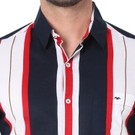 Navy & Red Awning Stripe Lightweight Slim Fit Casual Shirt