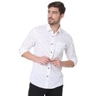 White & Black Micro Print Slim Fit Casual Shirt