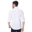 White & Navy Paisley Print Slim Fit Casual Shirt