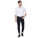 White & Navy Paisley Print Slim Fit Casual Shirt