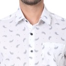 White & Navy Paisley Print Slim Fit Casual Shirt