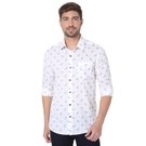 White & Navy Paisley Print Slim Fit Casual Shirt