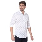 White & Navy Paisley Print Slim Fit Casual Shirt