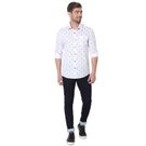 White & Navy Paisley Print Slim Fit Casual Shirt