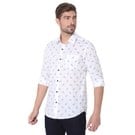 White & Navy Paisley Print Slim Fit Casual Shirt