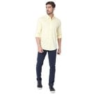 Pastel Yellow Stretch Slim Fit Casual Shirt