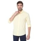 Pastel Yellow Stretch Slim Fit Casual Shirt