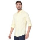 Pastel Yellow Stretch Slim Fit Casual Shirt