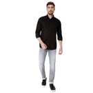 Black Dobby Slim Fit Casual Shirt