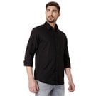 Black Dobby Slim Fit Casual Shirt