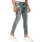 Mufti Mid Blue Ankle Length Knitted Stretch Jeans