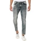 Mufti Mid Blue Ankle Length Knitted Stretch Jeans