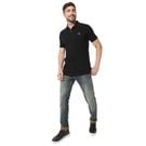 Black Slim Fit Panelled Sleeve Polo