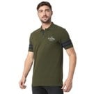 Olive Slim Fit Panelled Sleeve Polo