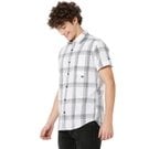 Mufti White & Navy Check Slim Fit Casual Shirt