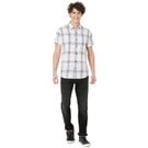 Mufti White & Navy Check Slim Fit Casual Shirt
