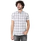 Mufti White & Black Windowpane Check Slim Fit Casual Shirt